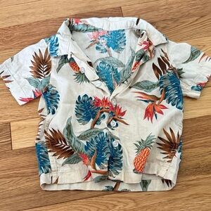 Wonder Nation Tropical Print Button Down Shirt